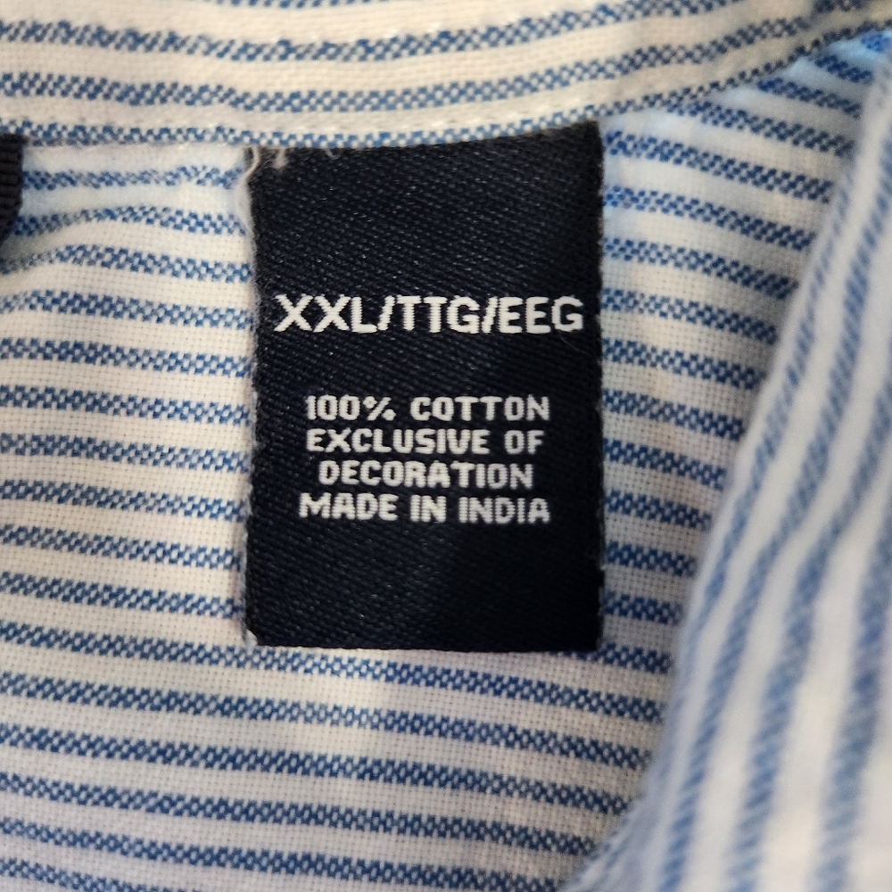 Chaps Classic Stripe Long-Sleeve Shirt - Blue/White Size XXL - Picture 4 of 8